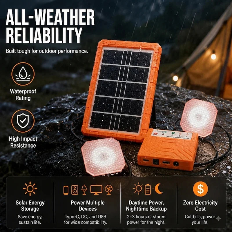 ๐ฅ Portable Solar Power Station + 2 LED Lights โ Power Anywhere, Anytime โ๏ธ๐