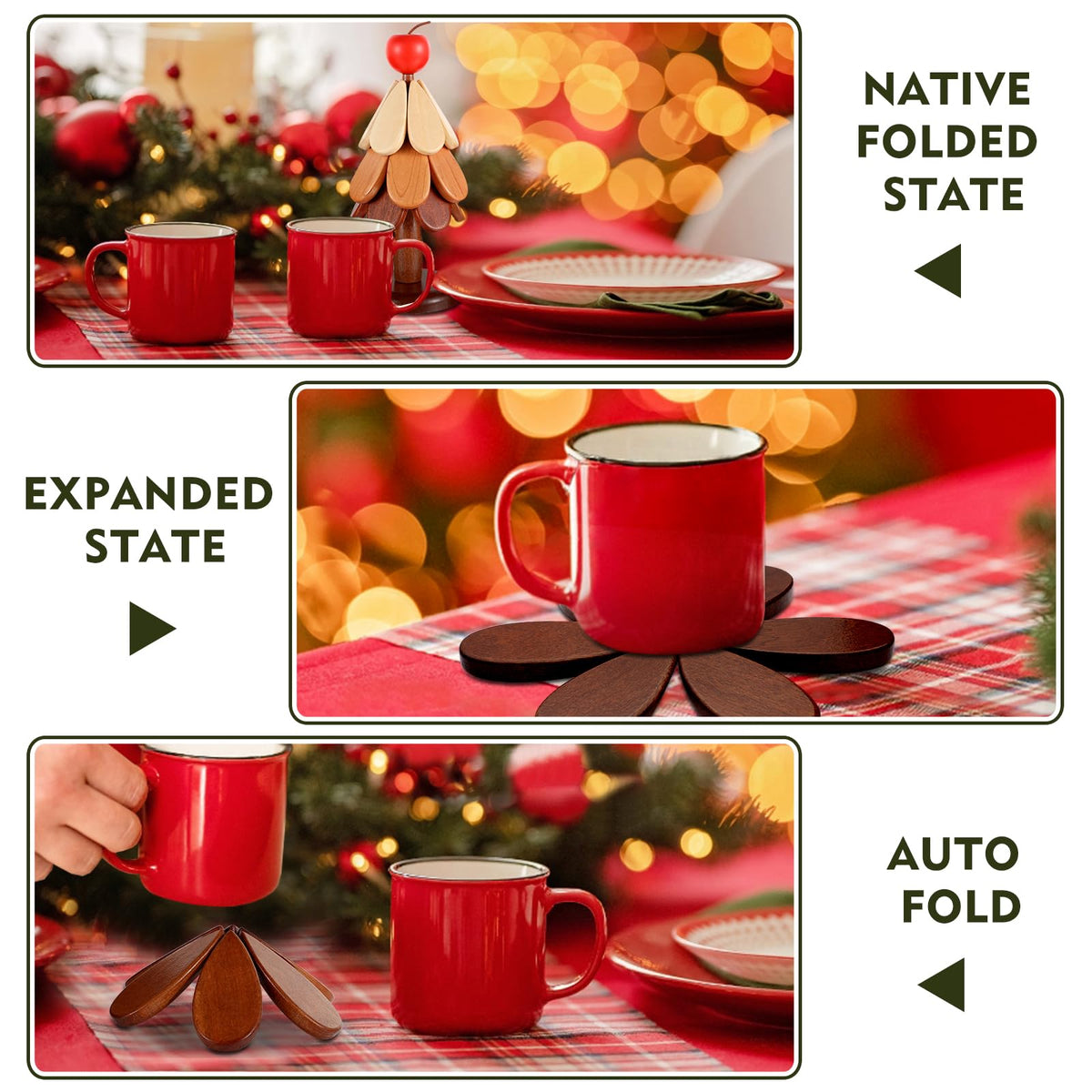 🌲Natural Wooden Tree Trivets for Hot Dishes
