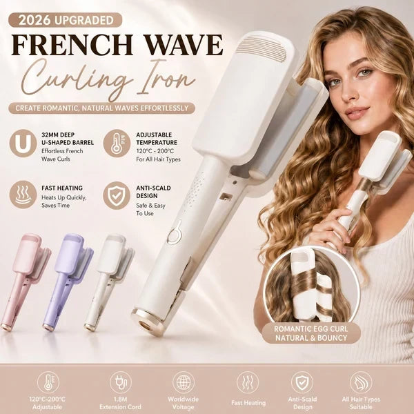 🌸LIMITED-TIME 50% OFF!🌟32MM Wavy Hair Curler – Big Bouncy Curls, 4 Adjustable Heat Settings & Negative Ion Care – Salon-Quality Styling at Home 💇‍♀️