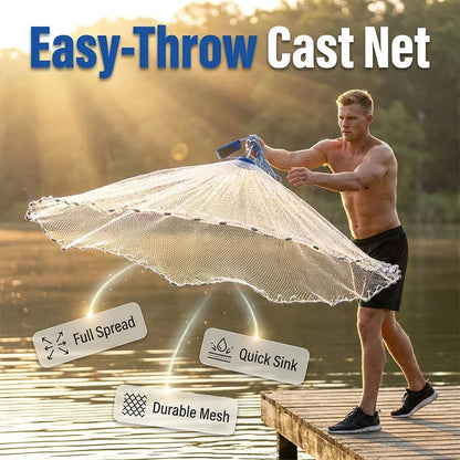 📢📢50% OFF !! Free Shipping⏰ Easy-Throw Cast Net – Heavy-Duty Mesh, Rapid Sinking, Versatile 🌊