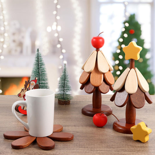🌲Natural Wooden Tree Trivets for Hot Dishes
