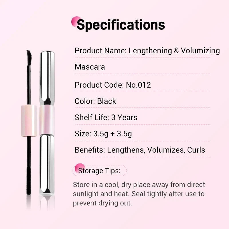 💕50% OFF 💕Double-Ended Waterproof Lengthening & Curling Mascara