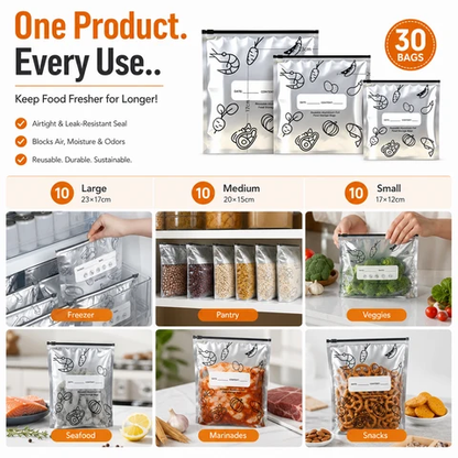 🛡️🥬 Reusable thickened upright aluminum foil sealing storage bags with label