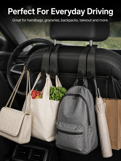 🚗High-quality 2-in-1 suede car seat headrest hooks—✨10kg load capacity, ensuring unobstructed driving