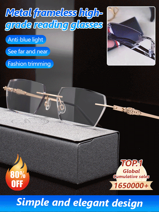 🎁 Metal Frameless High‑Grade Reading Glasses 👓