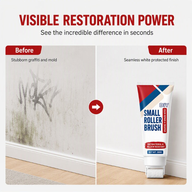 💥Buy 1 Get 1 Free✨ Waterproof Wall Repair Paste with Built‑in Mini Roller Brush 🧱 Easy Wall Crack Repair